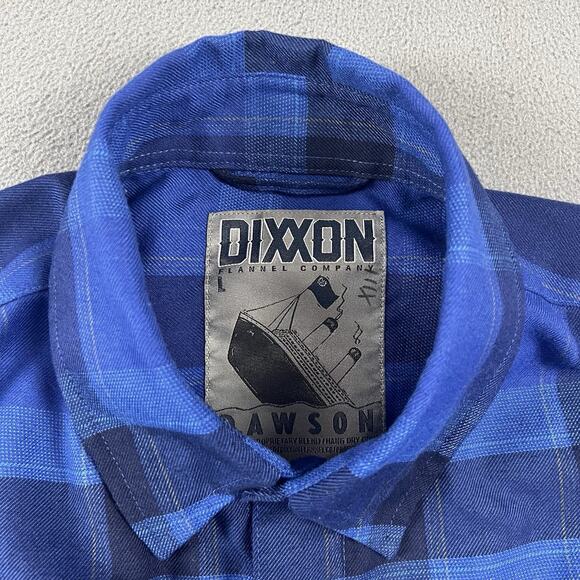 Dixxon Flannel Shirt Mens Large Blue Dawson Button Up Long Sleeve Plaid Casual - Picture 2 of 5